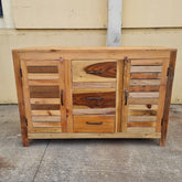 Handmade Indian Furniture Reclaimed Timber Wood Drawers Doors Sideboard 120x50x80Cm  -